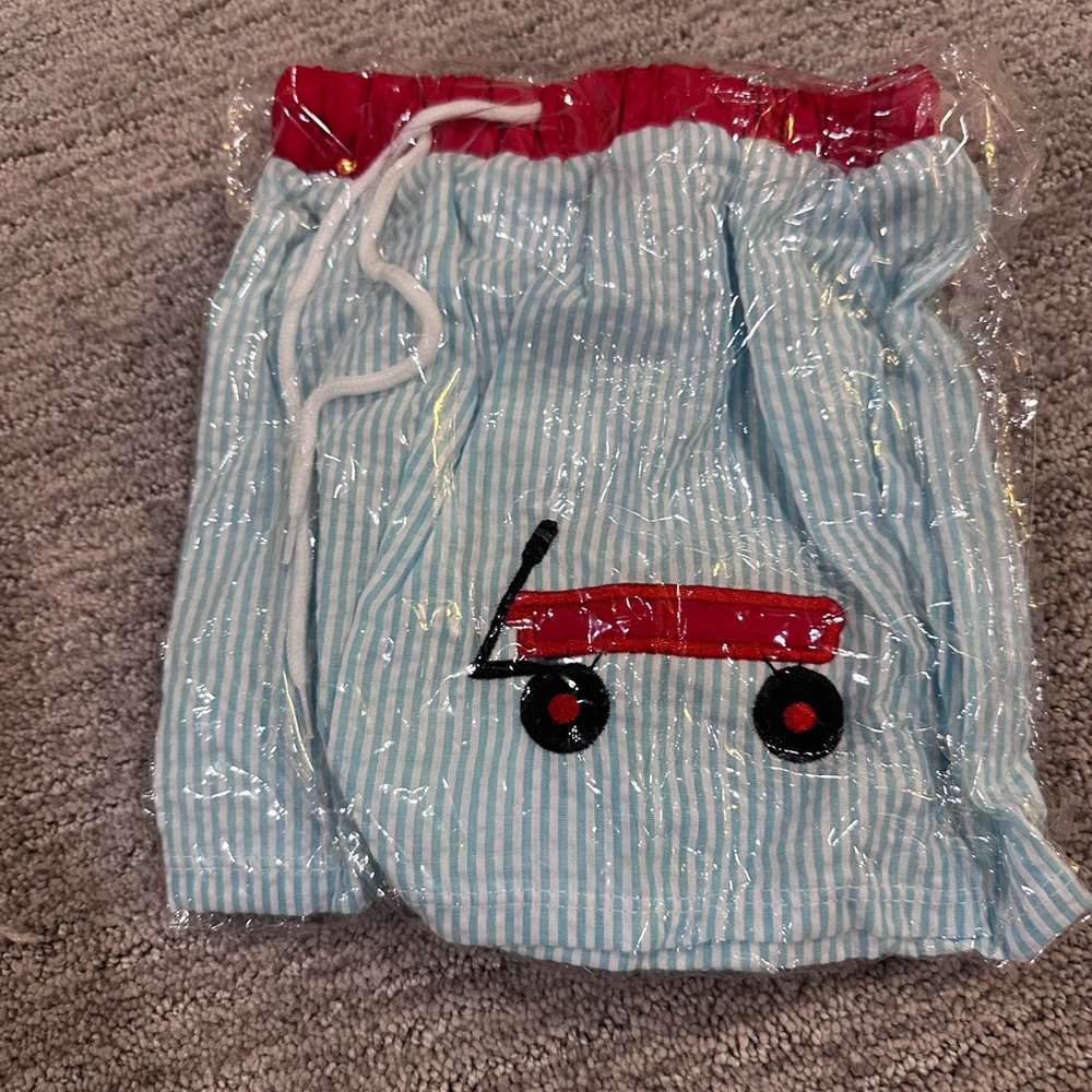 Striped Blue and Red Kids Drawstring Bag